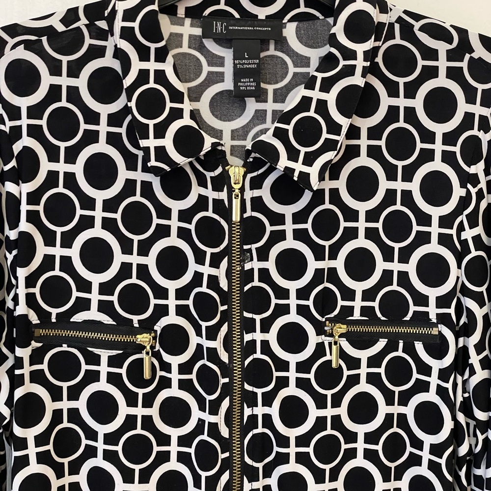 Versatile Zip Front Geometric Shirt/Jacket - image 3